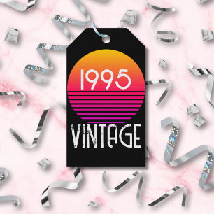 Étiquettes-cadeau Anniversaire 30 ans Vintage 1995 Neon Rayure Rétro