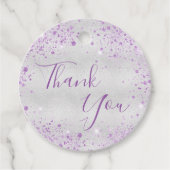 Étiquettes Cadeau Anniversaire argent violet parties scintillant pou (Devant)