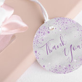 Étiquettes Cadeau Anniversaire argent violet parties scintillant pou