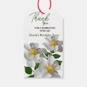 Étiquettes-cadeau Anniversaire avec fleur blanche (Dos)