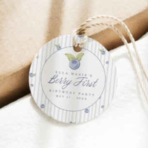 Étiquettes Cadeau Anniversaire Berry Sweet Blueberry Stripe 1 an