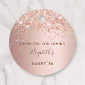 Étiquettes Cadeau Anniversaire blush or rose merci (Dos)