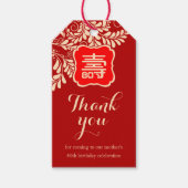 Étiquettes-cadeau Anniversaire chinois de "longévité" (RED) (Devant)