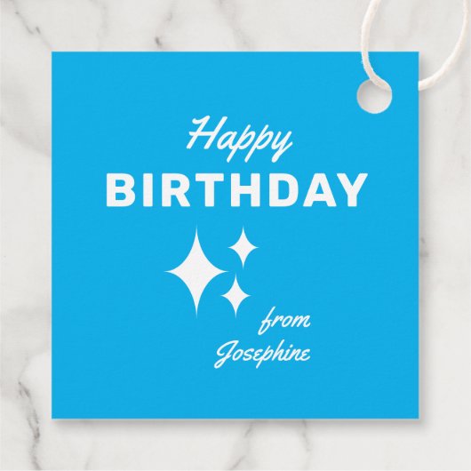 Étiquettes Cadeau Anniversaire Coeur bleu pur Quelqu'un que j'aime C (Dos)