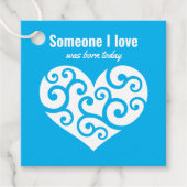 Étiquettes Cadeau Anniversaire Coeur bleu pur Quelqu'un que j'aime C (Devant)