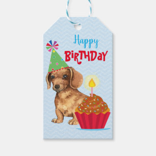 Étiquettes-cadeau Anniversaire Cupcake Dachshund