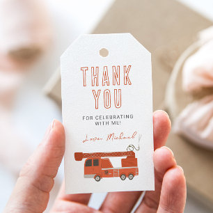 Étiquettes-cadeau Anniversaire de camion de pompiers 