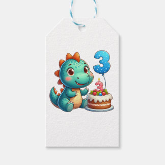 Étiquettes-cadeau Anniversaire de Dino 3 ans