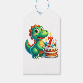 Étiquettes-cadeau Anniversaire de Dino 7 ans