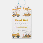 Étiquettes-cadeau Anniversaire de enfant de camion de construction (Dos)