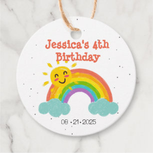 Étiquettes Cadeau Anniversaire de enfant de nuages arc-en-ciel migno