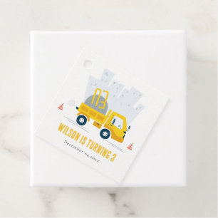 Étiquettes Cadeau Anniversaire de enfant du véhicule de construction