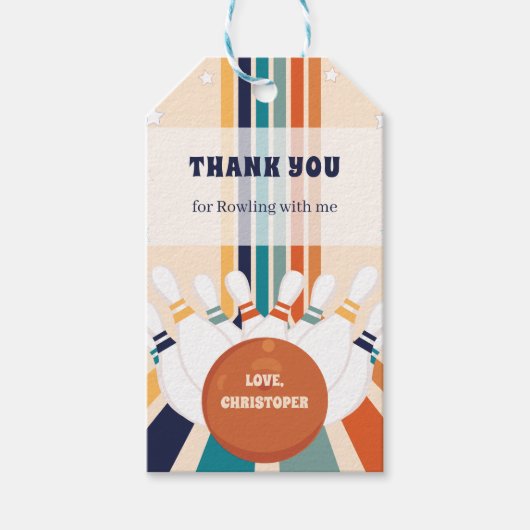 Étiquettes-cadeau Anniversaire de enfant Retro Bowling (Devant)