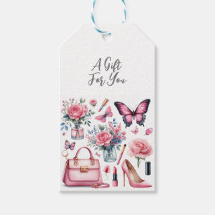 Étiquettes-cadeau Anniversaire de femme élégant chic girly rose