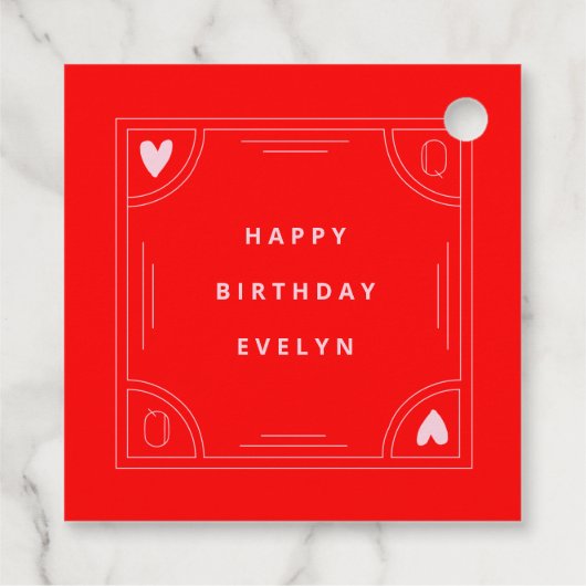 Étiquettes Cadeau Anniversaire de la Reine des Coeurs (Dos)