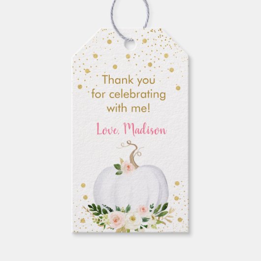 Étiquettes-cadeau Anniversaire de l'or rose petit Citrouille (Devant)