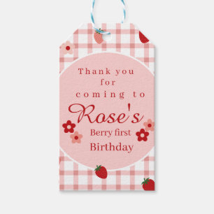Étiquettes-cadeau Anniversaire de premier anniversaire de fraise ros