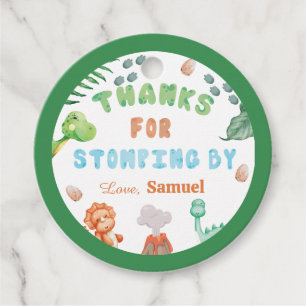 Étiquettes Cadeau Anniversaire de Stomp, de Chomp et de deux dinosau