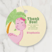 Étiquettes Cadeau Anniversaire des dinosaures roses (Dos)