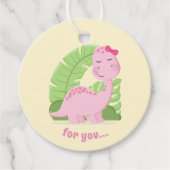 Étiquettes Cadeau Anniversaire des dinosaures roses (Devant)