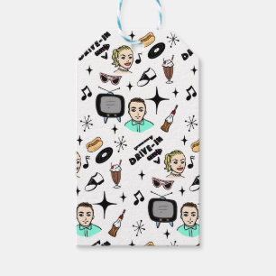 Étiquettes-cadeau Anniversaire des graphismes rétros des années 1950