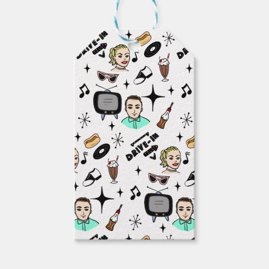 Étiquettes-cadeau Anniversaire des graphismes rétros des années 1950 (Devant)