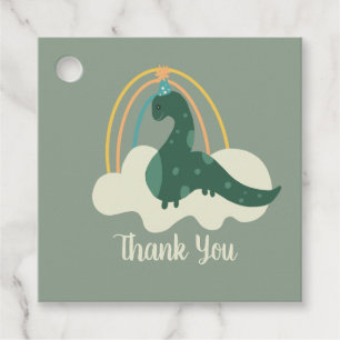 Étiquettes Cadeau Anniversaire Dinosaure Dessiné à la Main Arc-en-Ci