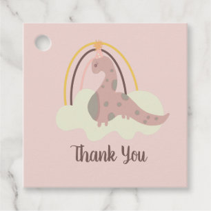 Étiquettes Cadeau Anniversaire Dinosaure Dessiné à la Main Arc-en-Ci