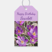 Étiquettes-cadeau Anniversaire du Crocus pourpre (Devant)