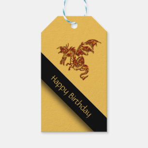 Étiquettes-cadeau Anniversaire du dragon flamboyant
