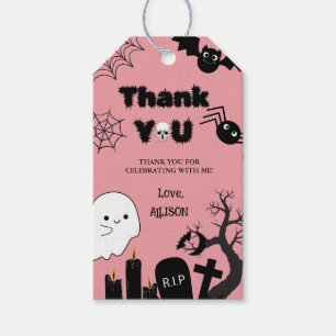 Étiquettes-cadeau Anniversaire du Merci rose Éffrayant d'Halloween