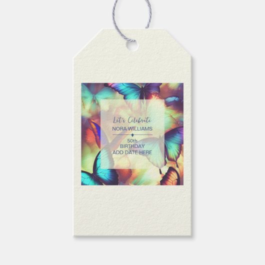 Étiquettes-cadeau Anniversaire du papillon (Devant)