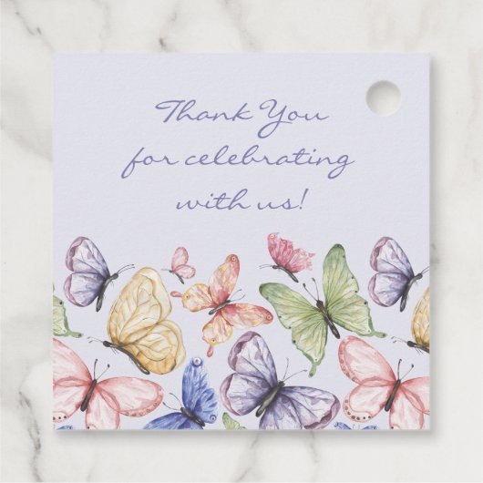 Étiquettes Cadeau Anniversaire du papillon pourpre (Dos)