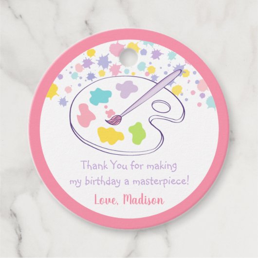 Étiquettes Cadeau Anniversaire du Pastel Rainbow Art Party (Devant)