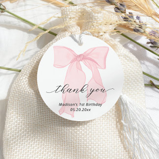 Étiquettes Cadeau Anniversaire élégant de Bow rose