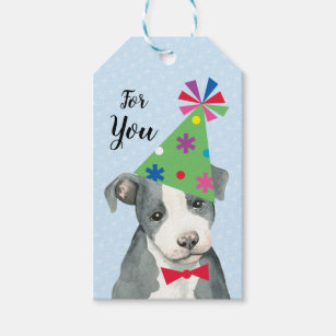 Étiquettes-cadeau Anniversaire Fête Pit Bull Terrier