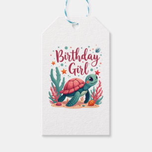 Étiquettes-cadeau Anniversaire Fille Tortue de mer Thème Anniversair