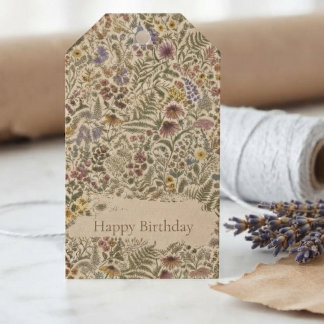 Étiquettes-cadeau Anniversaire Fleur Sauvage Vintage