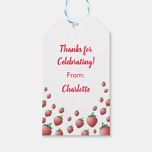 Étiquettes-cadeau Anniversaire fraise (Devant)