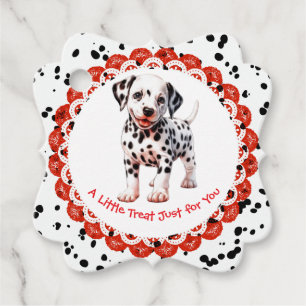 Étiquettes Cadeau Anniversaire Imprimé Dalmatien Fête Noir et Blan
