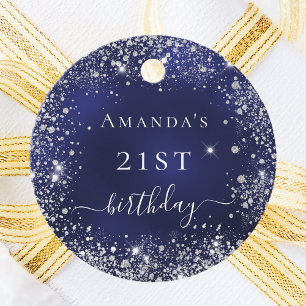 Étiquettes Cadeau Anniversaire marine bleu argent merci