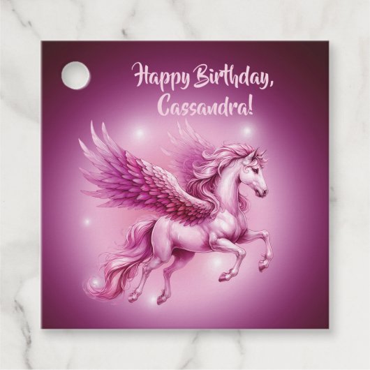 Étiquettes Cadeau Anniversaire Pink Pegasus Design Imaginaire (Devant)
