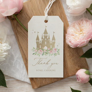 Étiquettes-cadeau Anniversaire Princesse Floral Rose Et Or
