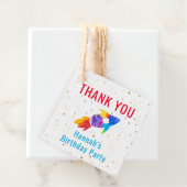 Étiquettes Cadeau Anniversaire Rainbow Watercolor Rocket Espace extr (En situation)