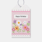 Étiquettes-cadeau Anniversaire rose floral (Devant)