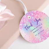 Étiquettes Cadeau Anniversaire rose holographique merci