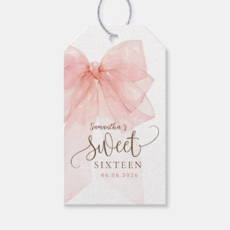 Étiquettes-cadeau Anniversaire Sweet 16 Ruban Rose