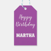 Étiquettes-cadeau Anniversaire violet et blanc (Dos)