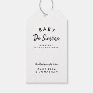 Étiquettes-cadeau Annonce de grossesse noir blanc moderne