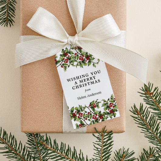 Étiquettes-cadeau Antique Holly Noël